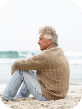 man wondering what causes hair loss on legs